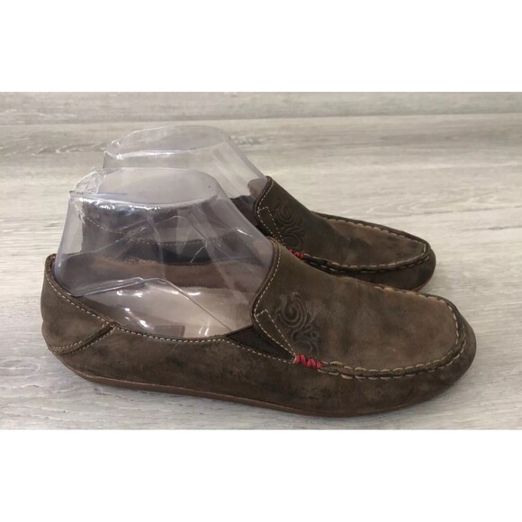Olukai Nohea 20174-4834 Women's US W7 Nubuck leather Embossed Moccasin Loafers - Picture 1 of 8